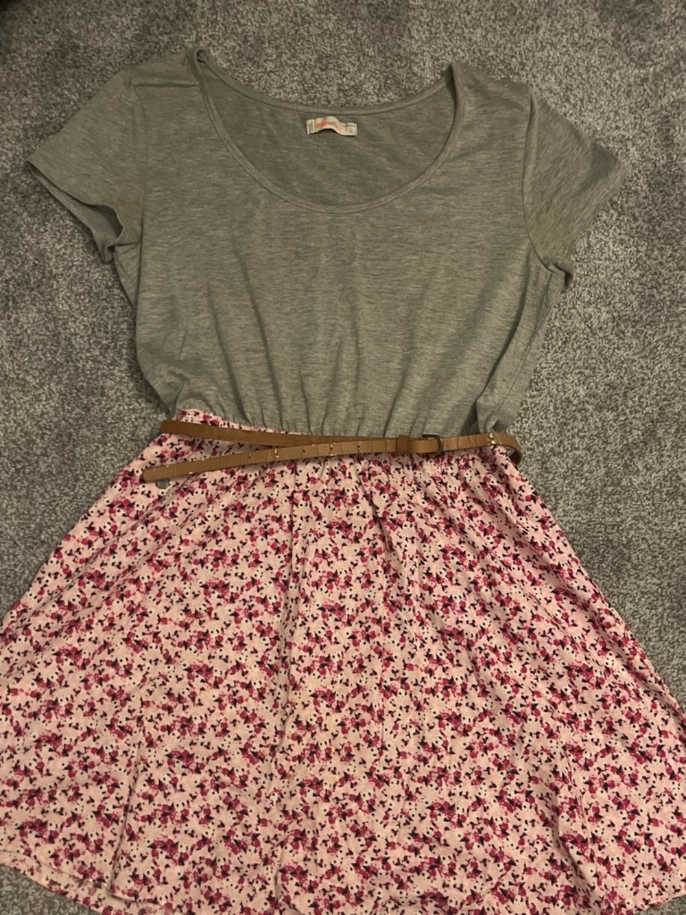 Gray & Pink Floral Dress